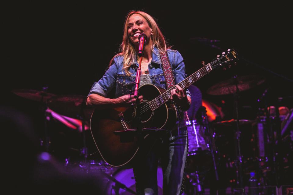 Sheryl Crow performs on the EquipmentShare stage during the 2021 Roots N Blues festival at Stephens Lake Park