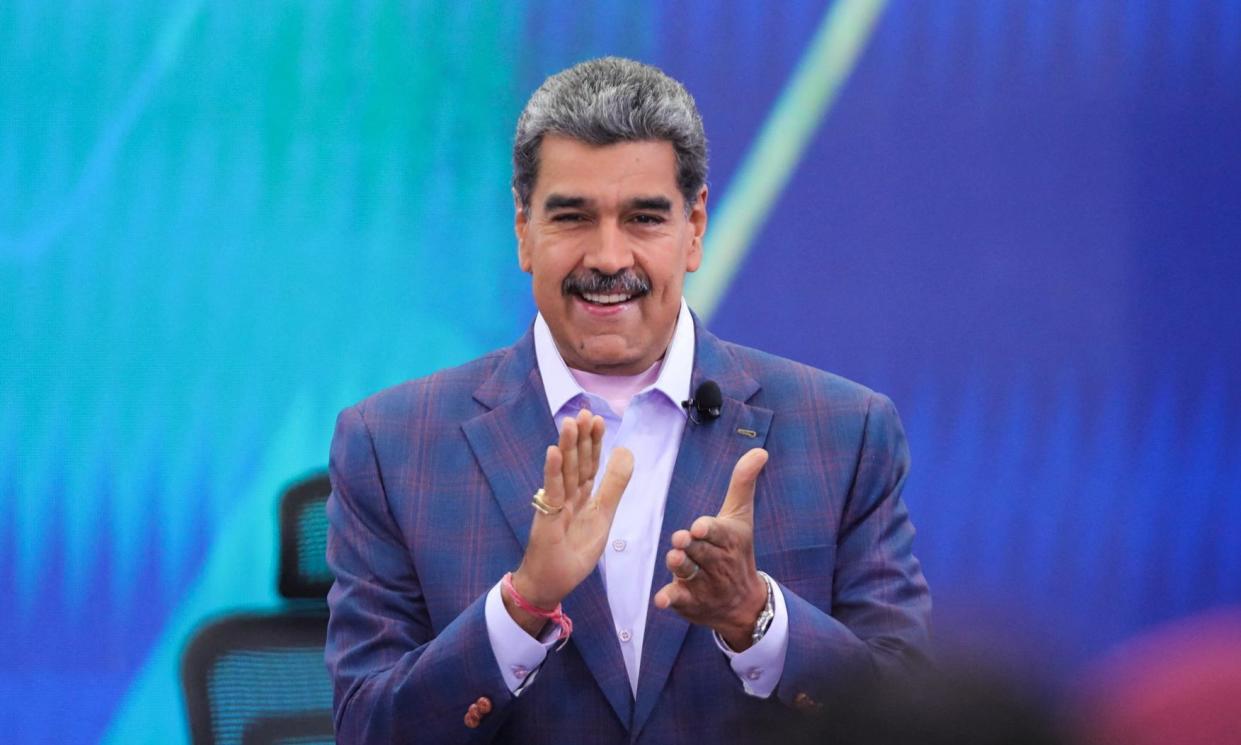 <span>Nicolás Maduro appears on his regular television show Con Maduro+ in Caracas, Venezuela on Monday.</span><span>Photograph: Marcelo Garcia/Miraflores Palace/Reuters</span>