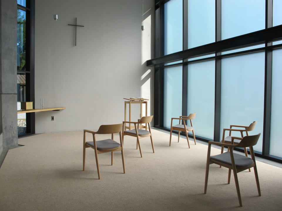 This Oct. 30, 2013, photo shows the interior of the new Father Francis Kline Memorial Chapel at the retreat center at Mepkin Abbey in Moncks Corner, S.C. The abbey hosts about 1,500 people a year who want to experience the contemplative life. (AP Photo/Bruce Smith)