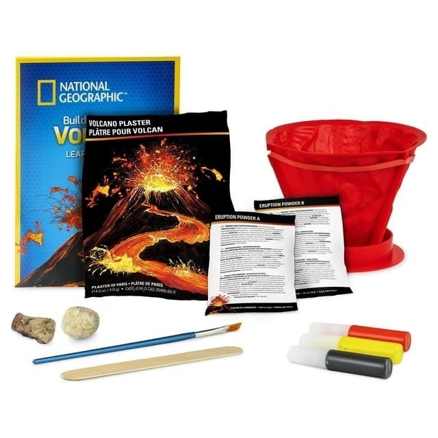 the build your own volcano set with paint supplies