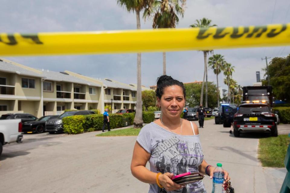 Andrea Tores stands outside Bayview 60 Homes on April 4. Tores was forced to evacuate the building due to structural concerns.