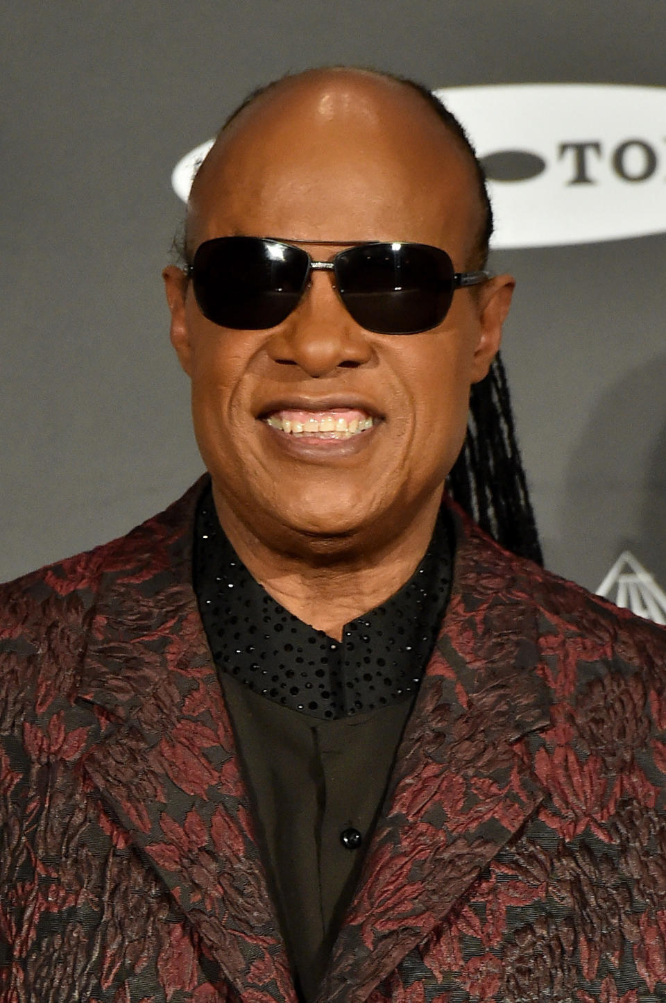 A closeup of Stevie Wonder