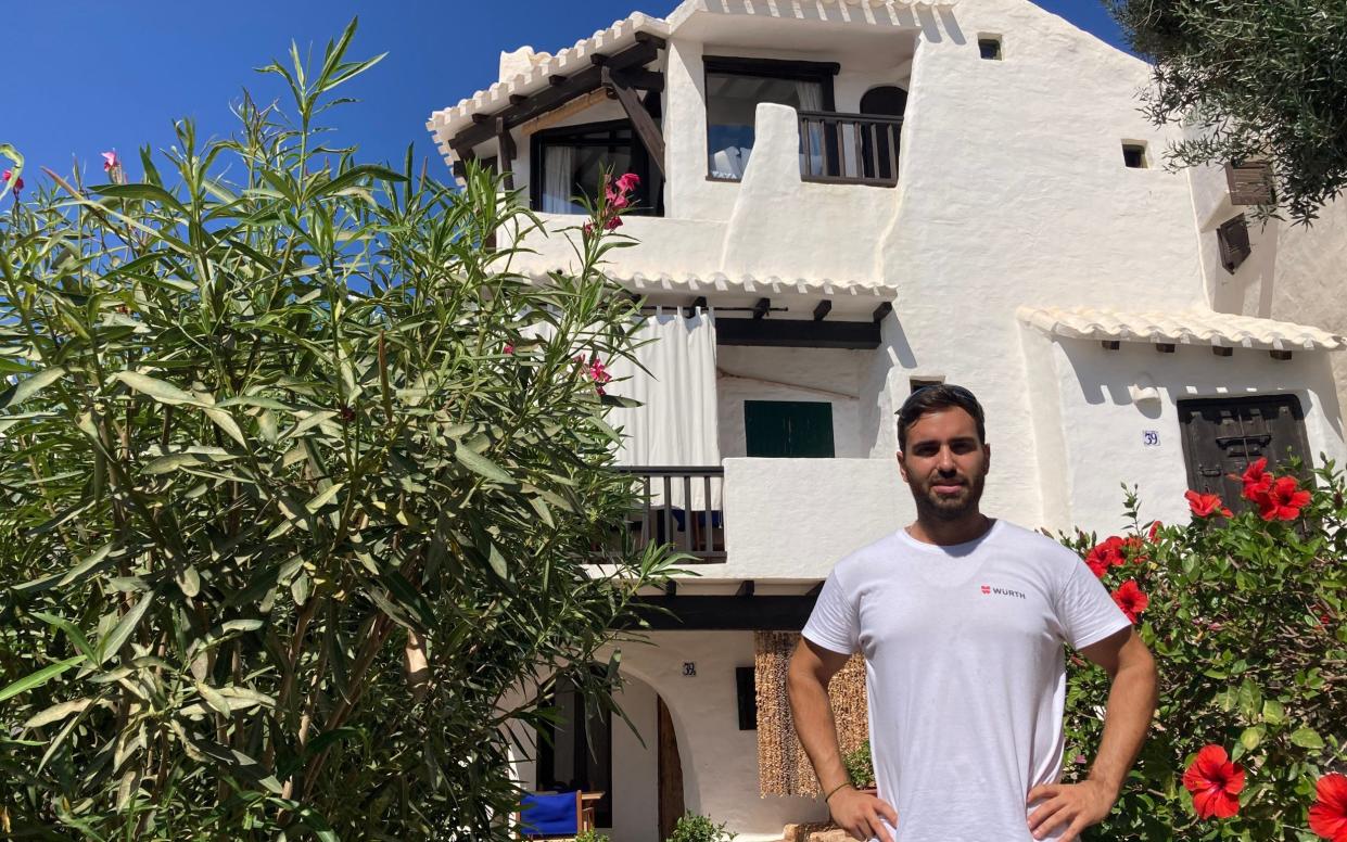 Villager Edoardo Gomez, who frequently finds his front door blocked by tourists taking photos of each other