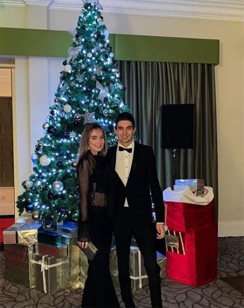 Esteban Ocon and Eleni Berri in front of Christmas tree