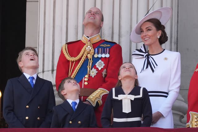 <p>Gareth Fuller/PA Images via Getty</p> The royal family at Trooping the Colour 2024