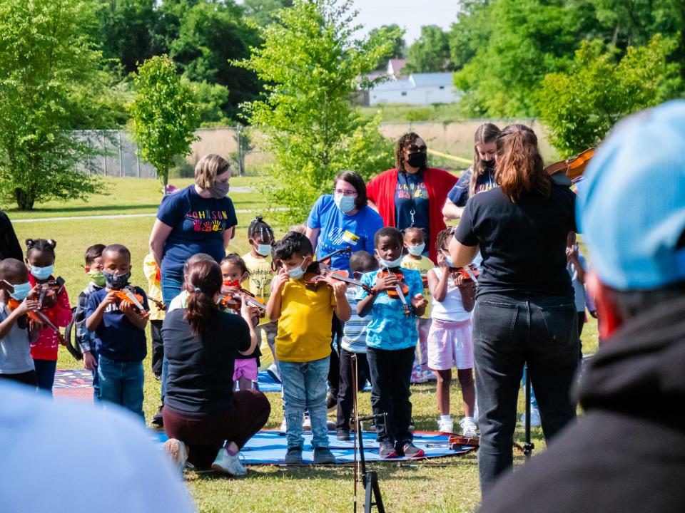 Students from Dorothy B. Johnson Pre-K perform on violins for their families and friends during a concert April 29, 2022 in Wilmington, NC. [PHOTO COURTESY OF BENJAMIN BRIER]