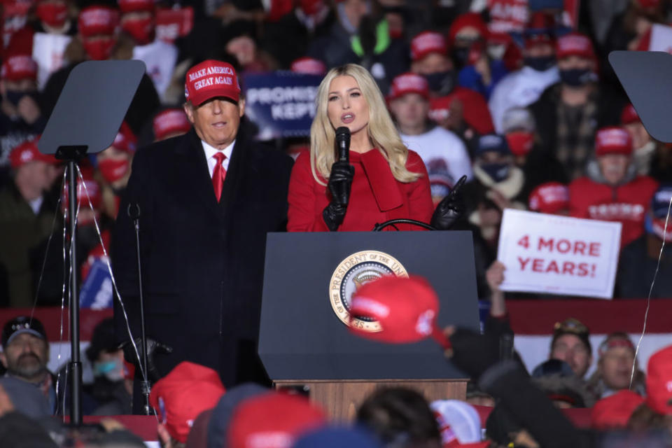 Image of Ivanka Trump and Donald Trump at Republican Election 2020 rally