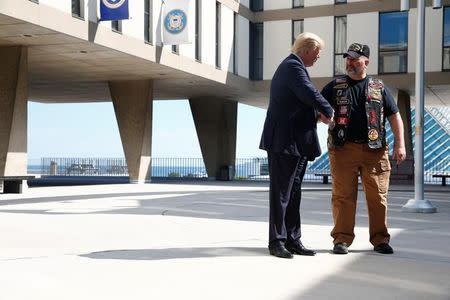 Republican U.S. presidential nominee Donald Trump visits the Milwaukee County War Memorial Center in Milwaukee, Wisconsin August 16, 2016. REUTERS/Eric Thayer