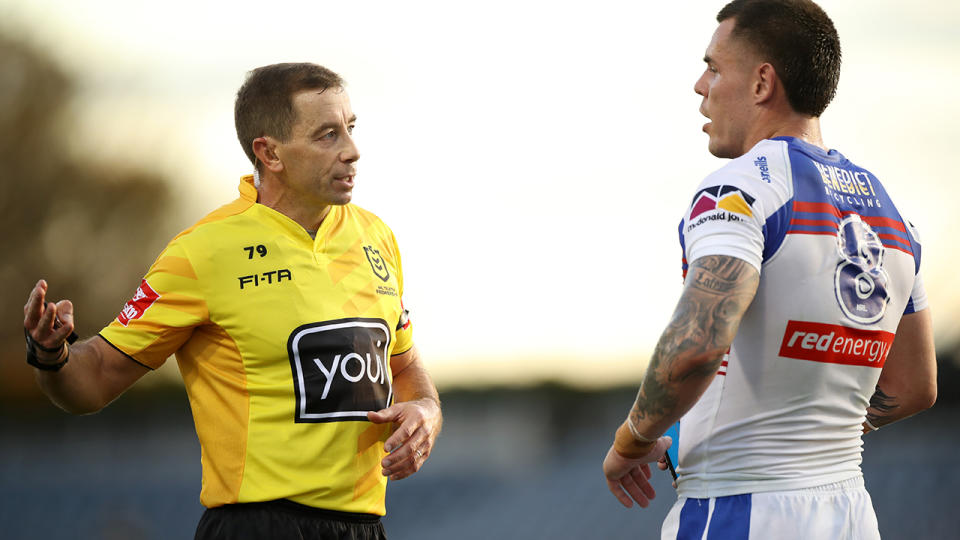 Referee Ben Cummins, pictured here during the Newcastle-Penrith game.