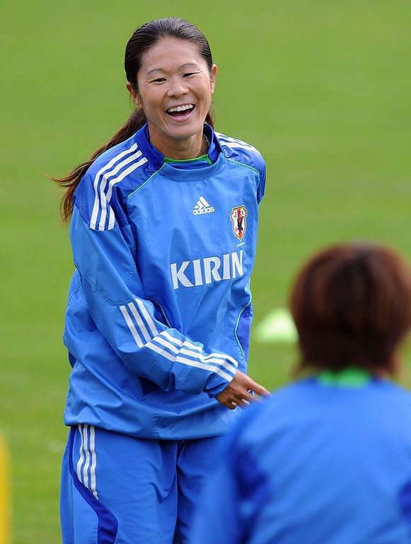 Japan's midfielder Homare Sawa takes part in a training session in Frankfurt, Germany. Japan coach Norio Sasaki has said his side are ready to pull off another giant-killing in Sunday's women's World Cup final when they take on two-time winners the USA