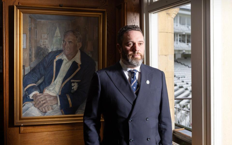 Surrey Cricket Club's new chief executive Oli Slipper in the committee room at The Oval