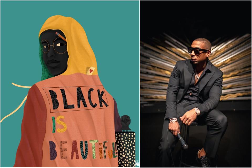 Ja Rule (R) is spotlighting the art of Black NFT artists such as Nick Davis (L).