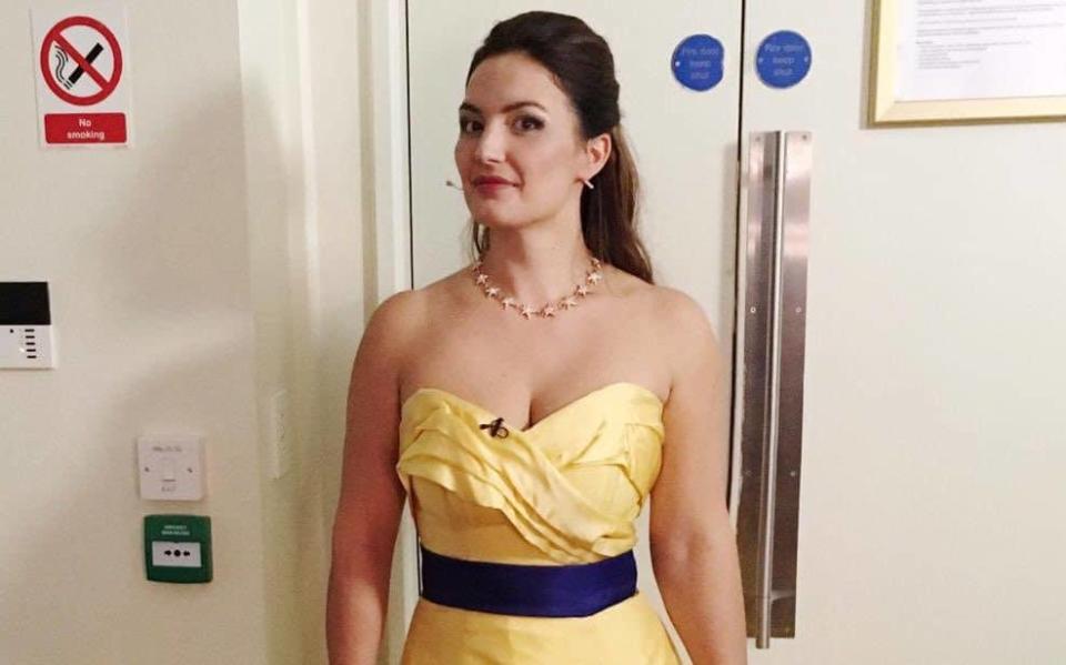Anna Patalong, who added an EU flag as a belt during a weekend performance at the Royal Albert Hall - Twitter
