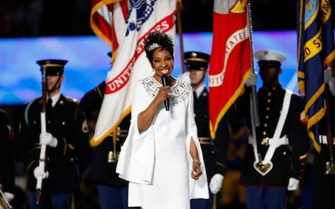 Gladys Knight performs the national anthem before the match - Credit: Reuters