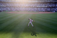 <p>Justin Verlander #35 of the Houston Astros warms up in the outfield prior to Game 2 of the 2017 World Series against the Los Angeles Dodgers at Dodger Stadium on Wednesday, October 25, 2017 in Los Angeles, California. (Photo by Rob Tringali/MLB Photos via Getty Images) </p>