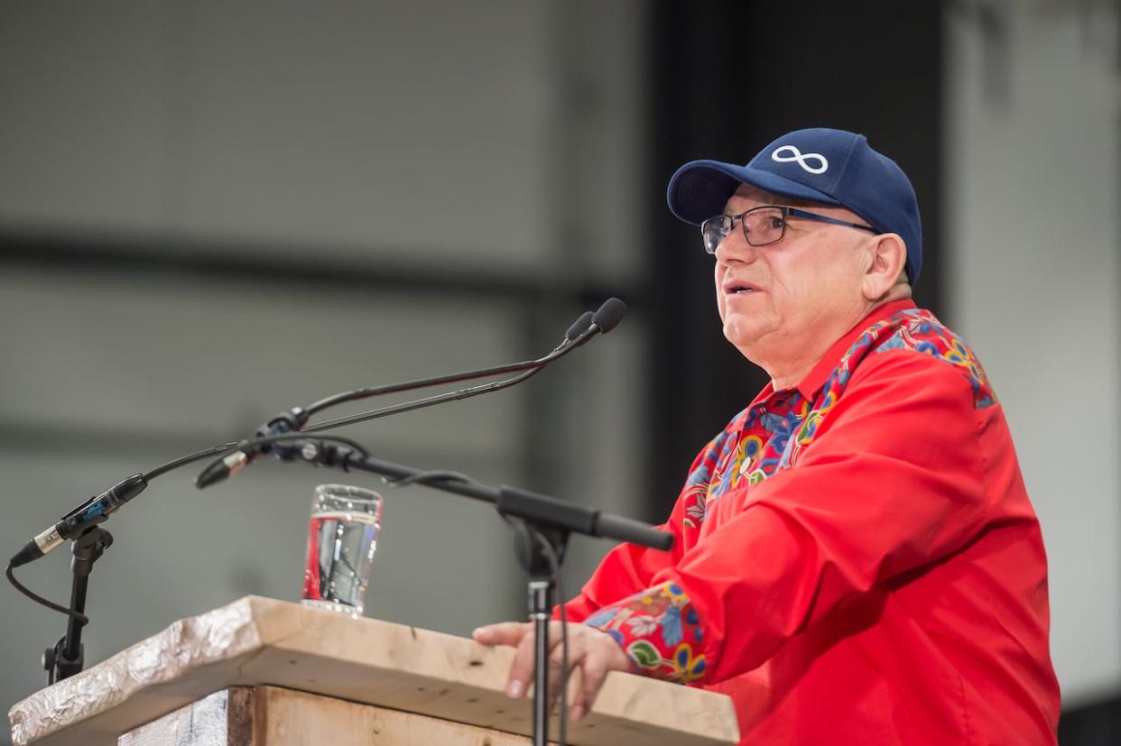 Métis Nation-Saskatchewan president Glen McCallum gives a speech at a legislative assembly event in 2019. (Submitted by Métis Nation-Saskatchewan - image credit)