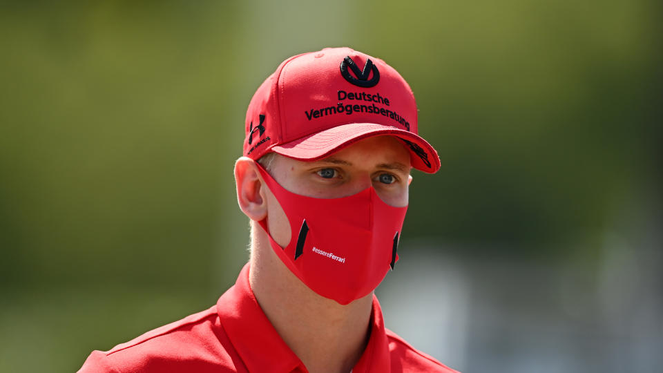 MONZA, ITALY - SEPTEMBER 03: Mick Schumacher of Germany and Prema Racing walks in the Paddock during previews ahead of the Formula 2 Championship at Autodromo di Monza on September 03, 2020 in Monza, Italy. (Photo by Clive Mason - Formula 1/Formula 1 via Getty Images)