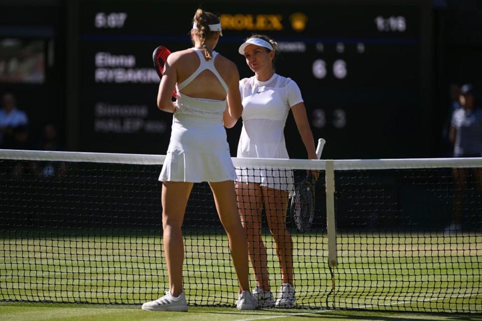 Rybakina outpowerd Halep from the baseline to wrap up victory (Getty Images)