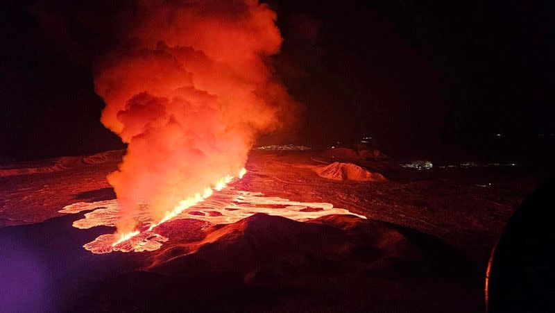 A volcano erupts on Reykjanes Peninsula