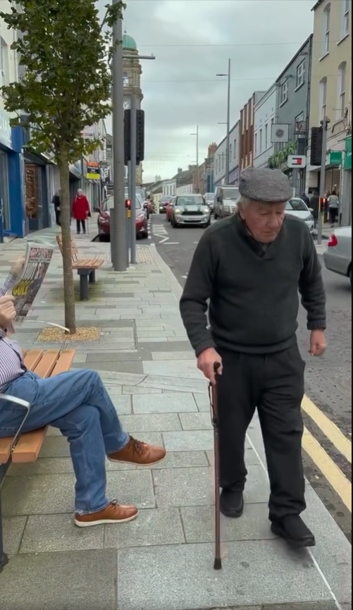 Man walking down road