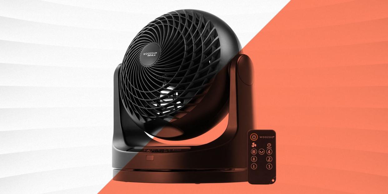 black remote controlled desk fan