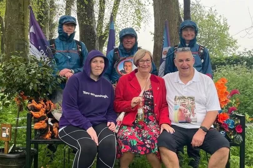They met George Ellis' family in Barton and walked to George's bench in Baysgarth Park -Credit:Adrian Ellis