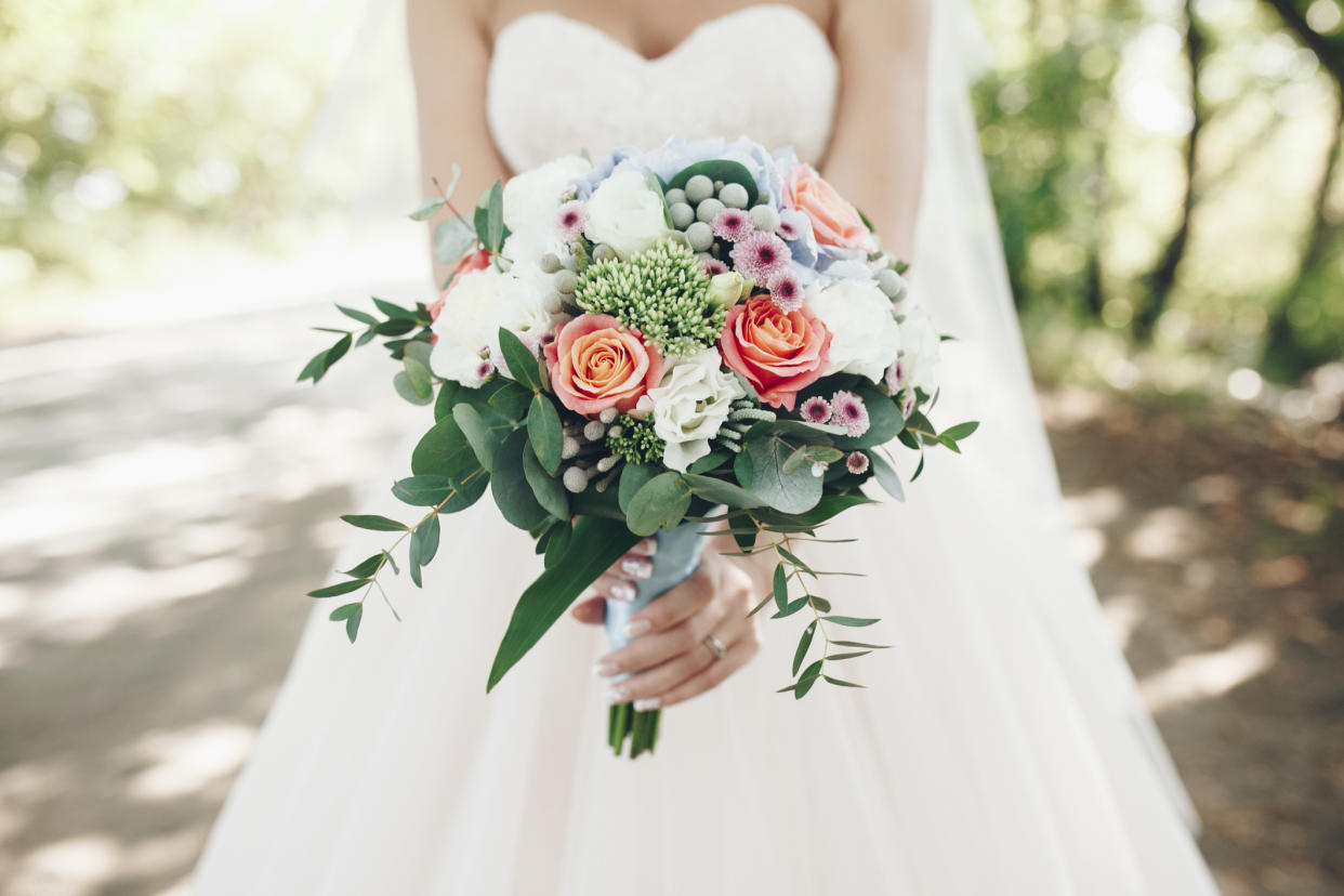 A bride was surprised with a bouquet made of chicken nuggets [Photo: Getty]