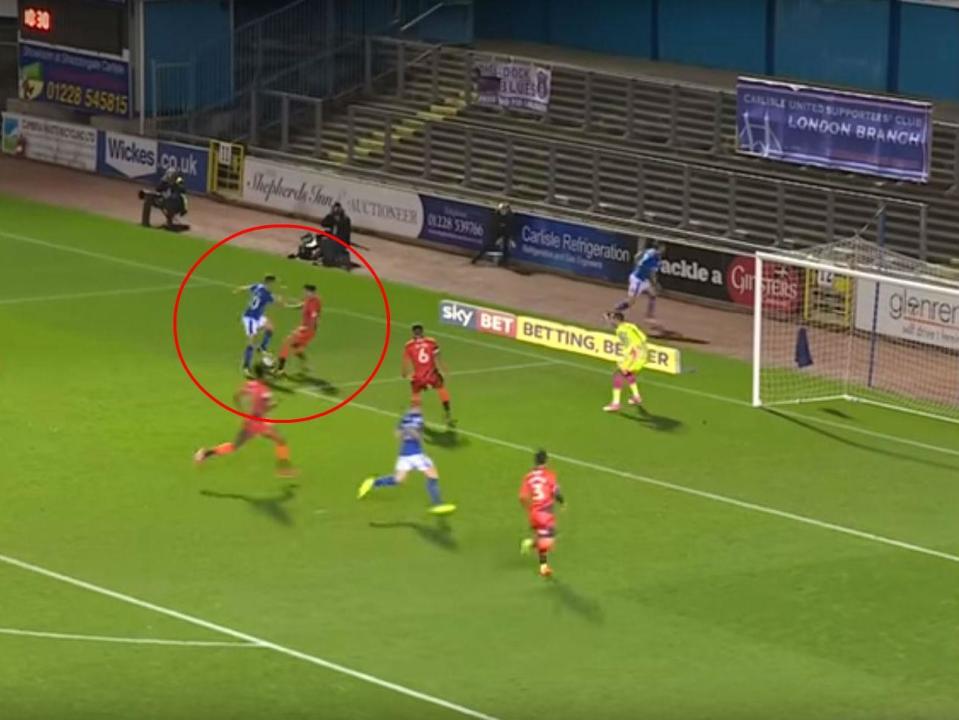 The subsequent penalty was converted and the League Two match against Wycombe Wanderers ended in a 3-3 draw: Carlisle United/YouTube