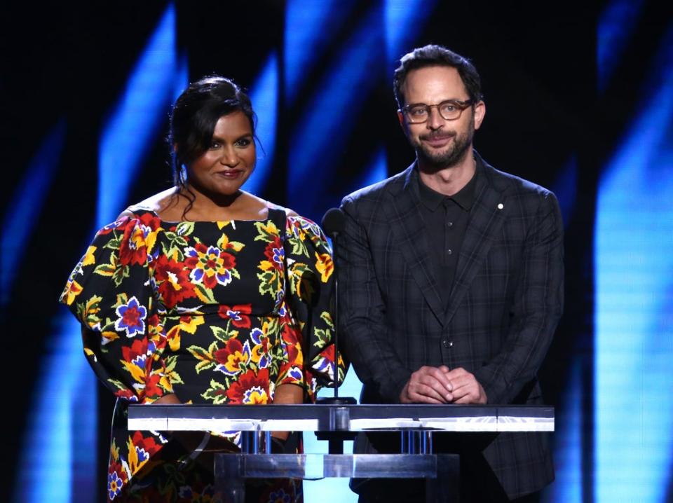 Nick Kroll with Mindy Kaling at the Independent Spirit Awards last year (Getty)