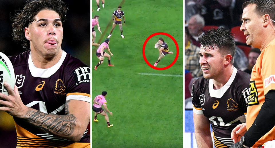 Reece Walsh scored a superb try against Penrith but his Broncos side were rocked by an injury to halfback Jock Madden. Pic: Getty