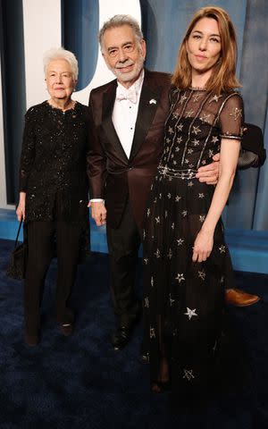 <p>Rich Fury/VF22/Getty</p> (L-R) Eleanor Coppola, Francis Ford Coppola and Sofia Coppola attend the Vanity Fair Oscar Party in Beverly Hills, California, in March 2022.