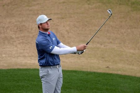 Jan 20, 2017; La Quinta, CA, USA; Hudson Swafford hits off the ninth fringe during the second round of the CareerBuilder Challenge at PGA West - Nicklaus Private Course. Mandatory Credit: Joe Camporeale-USA TODAY Sports