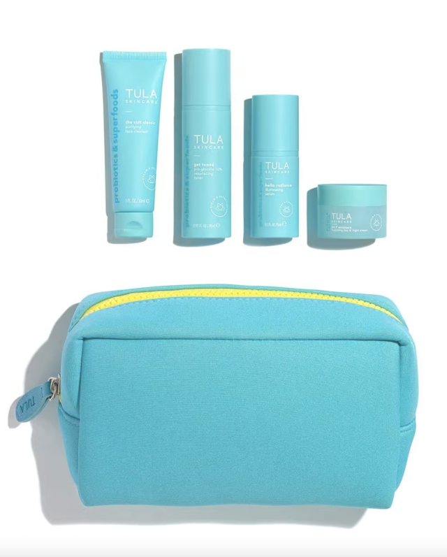 TULA Skin Care Discovery Kit (Travel-Size) Face Wash Day Night Face  Moisturizer Illuminating Serum Pro-Glycolic Resurfacing Face Toner for  Glowing and Balanced Skin