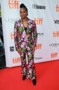 <p>Head-to-toe florals on the “Mudbound” red carpet on Tuesday, Sept. 12. Now <i>that’s</i> what we call a power suit. </p>