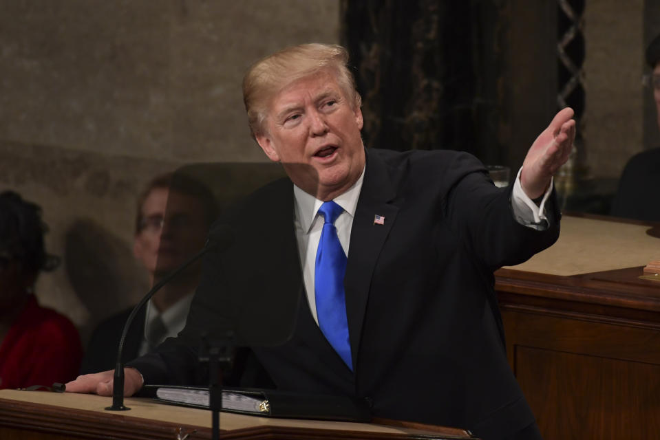 President Donald Trump delivers his State of the Union address to a joint session of Congress on Capitol Hill in Washington. (Photo: Susan Walsh/AP)