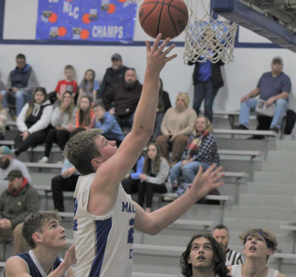 Senior center Lucas Bergstrom couldn't be stopped all night, as he led Mackinaw City with 35 points in a district win over Mackinac Island on Monday.