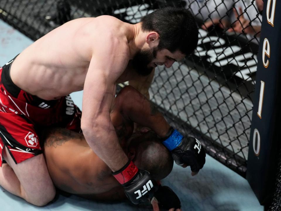 Islam Makhachev last fought in February, stopping Bobby Green in the first round (Zuffa LLC)