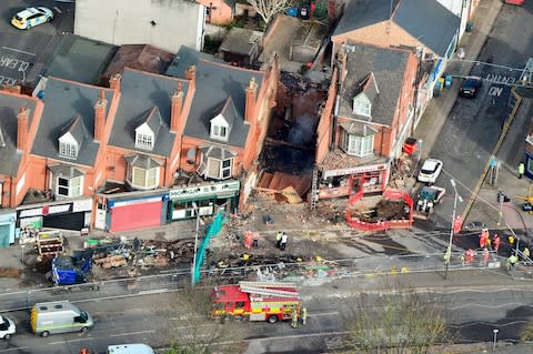 Aerial view of the scene of an explosion in Leicester - Credit: Tristan Potter / SWNS.com