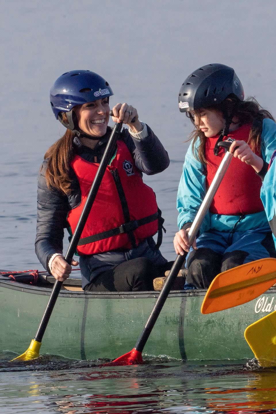 <p>The duchess paddles a canoe with kids during a visit to Roscor Youth Village in Northern Ireland.</p>