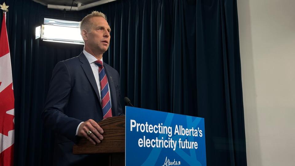 Affordability and Utilities Minister Nathan Neudorf announces new requirements for Alberta utility companies on Apr. 18, 2024.