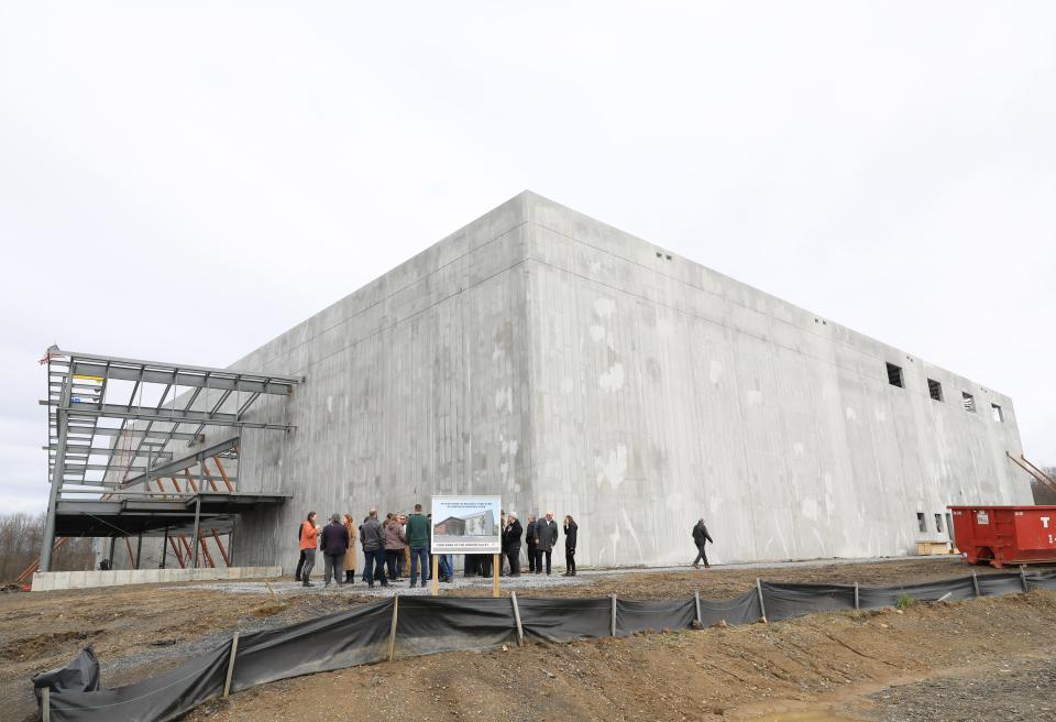 Food Bank of the Hudson Valley's new building in Montgomery on March 7, 2024. A topping out ceremony was held as the final steel girder was installed in the building.