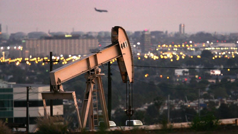 An oil rig near Los Angeles, California. 