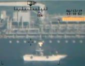 U.S. Pentagon in Washington releases handout imagery that it says shows damage from Iranian mines to commercial ships in Gulf of Oman