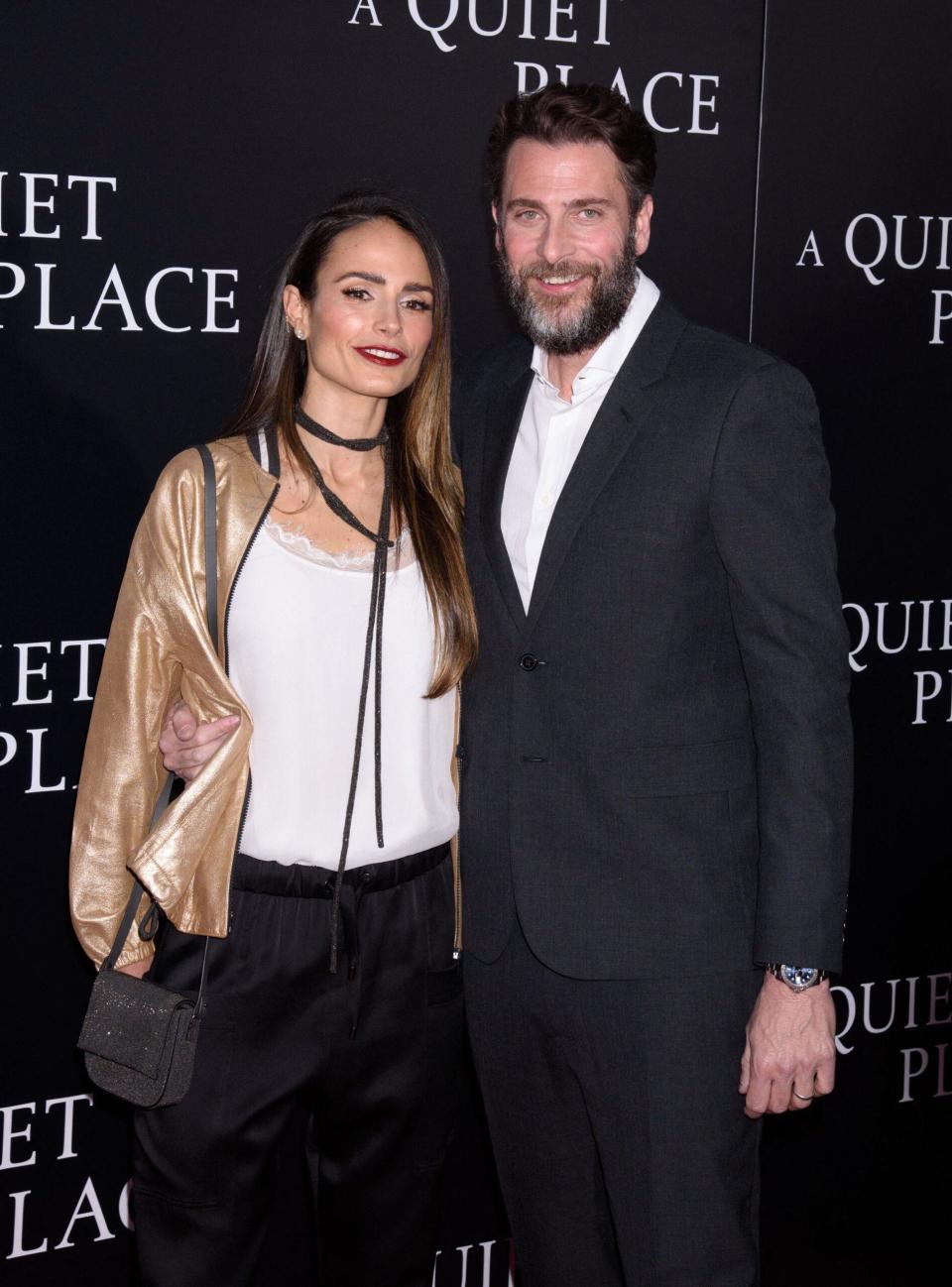 Jordana Brewster and Andrew at "A Quiet Place" New York Premiere