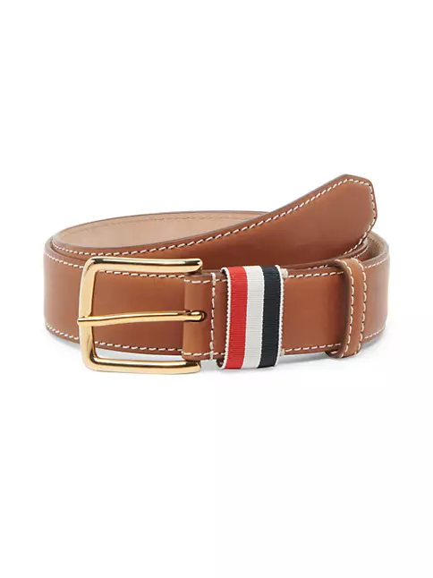 Thom Browne Leather Trocolor-Trim Belt