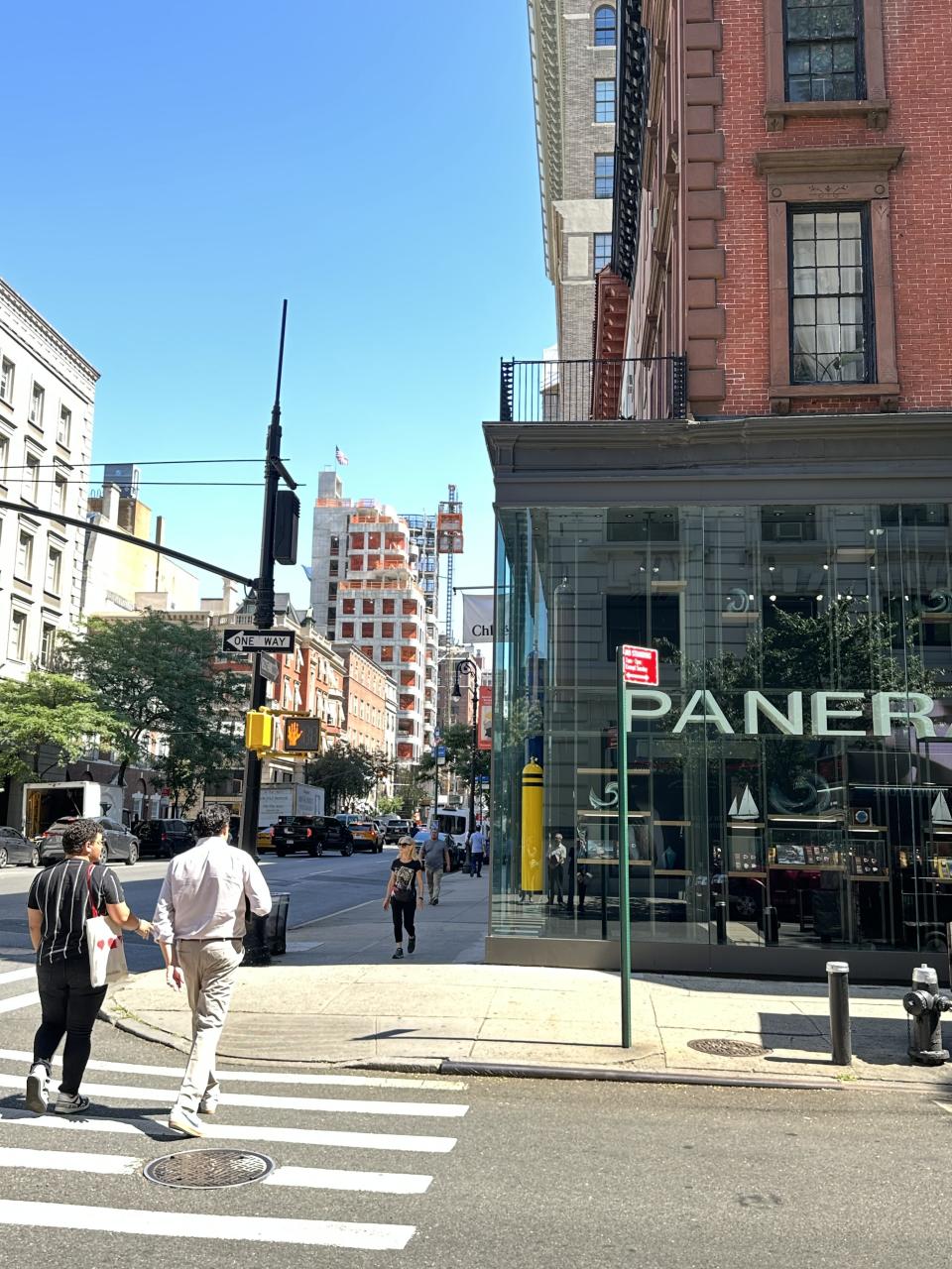 On Madison Avenue, the Panerai store; Giorgio Armani complex under construction in the background. Photo by Matt Bauer.