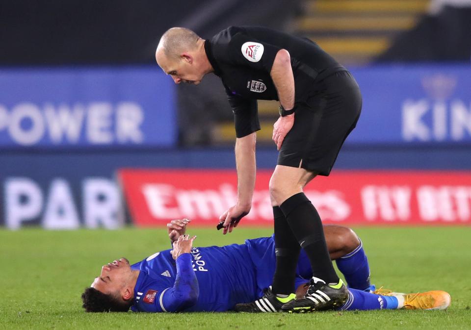 James Justin reacts after injuring his knee (Getty Images)