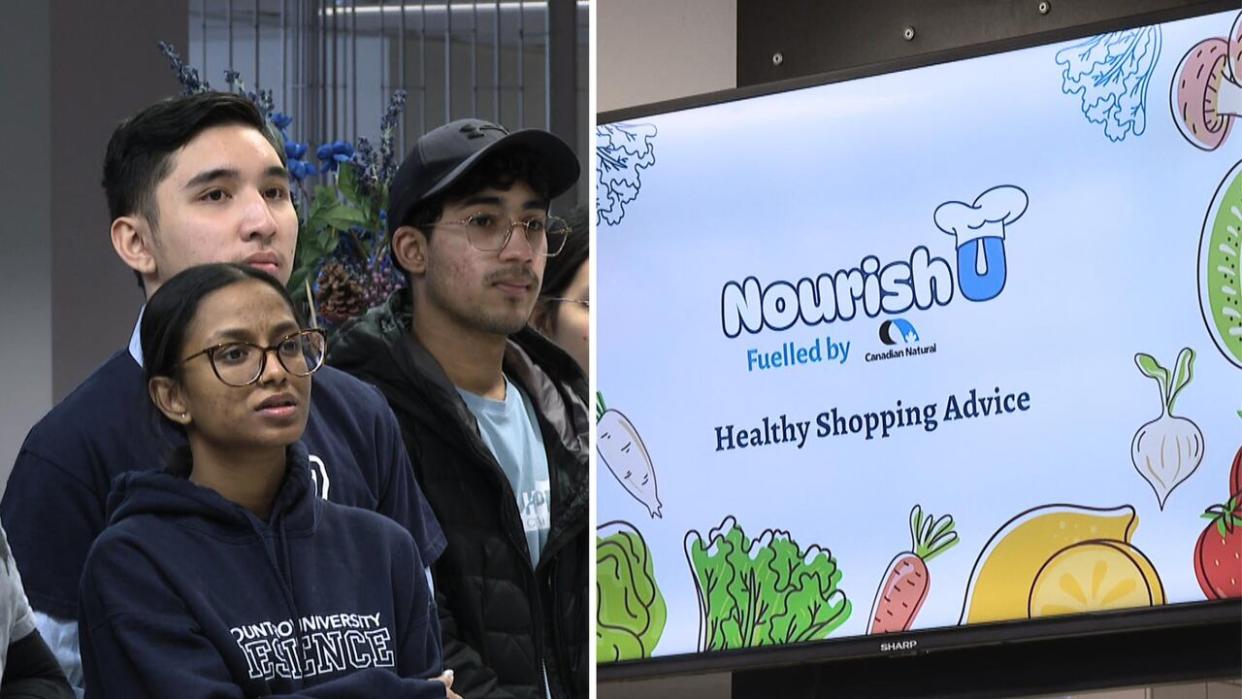 A new food security initiative at Mount Royal University known as the NourishU program is teaching students how to cook nourishing meals and budget for groceries.  (Julie Debeljak/CBC - image credit)