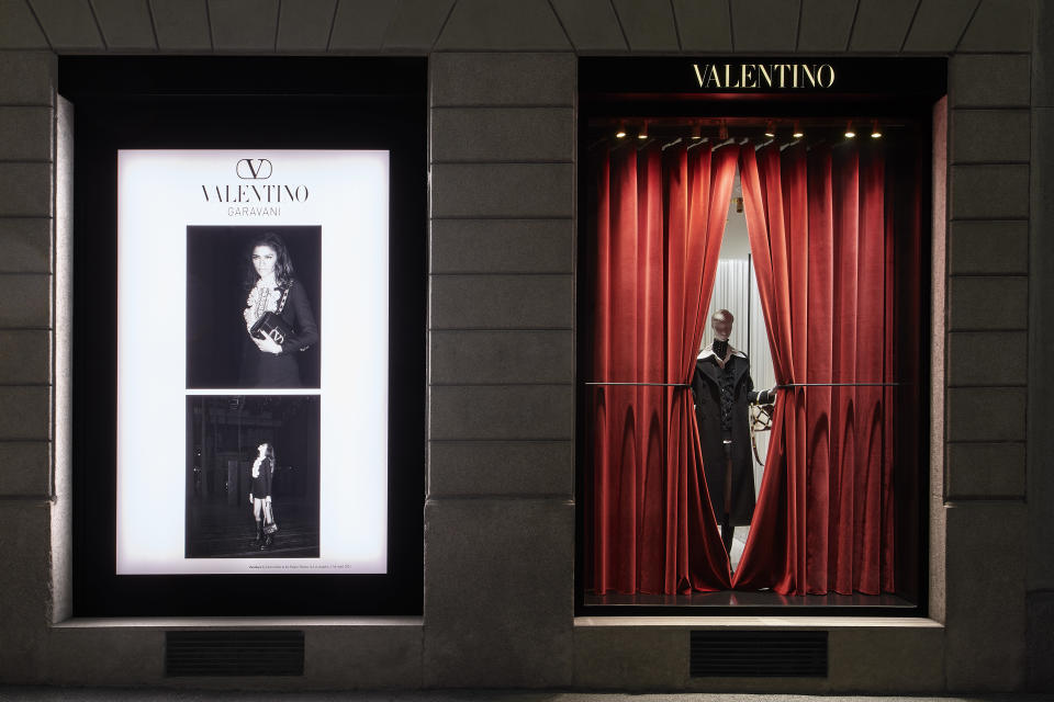 Valentino’s Milan flagship features a new window concept debuted in tandem with Design Week. - Credit: Marco Erba/Courtesy of Valentino