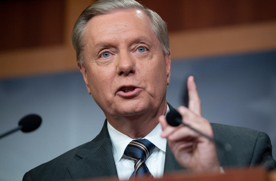 US Senator Lindsey Graham, Republican of South Carolina, speaks about sanctions against Turkey at the US Capitol in Washington, DC, Oct. 17, 2019. (Photo: Saul Loeb/AFP via Getty Images)